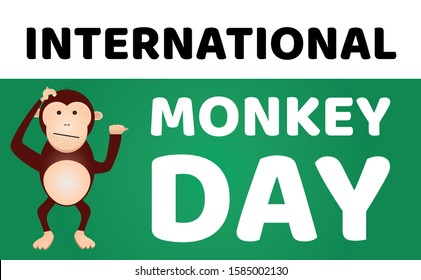 International Monkey Day celebration World Day of the Monkey 14th december on clean green and white background. Stock vector illustration.