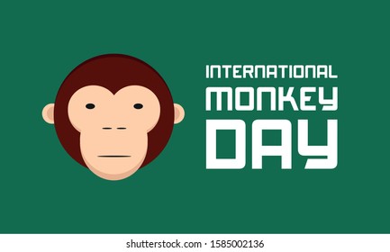 International Monkey Day celebration World Day of the Monkey 14th december on clean green background. Stock vector illustration.