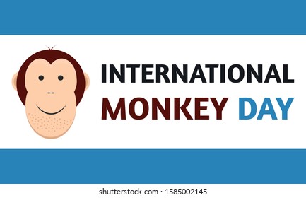 International Monkey Day celebration World Day of the Monkey 14th december on clean white and blue background. Stock vector illustration.