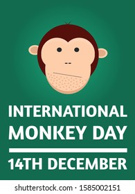 International Monkey Day celebration World Day of the Monkey 14th december on clean green background. Stock vector illustration.