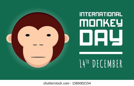 International Monkey Day celebration World Day of the Monkey 14th december on clean green background. Stock vector illustration.