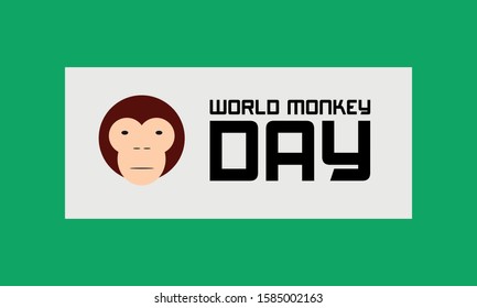 International Monkey Day celebration World Day of the Monkey 14th december on clean green and white background. Stock vector illustration.
