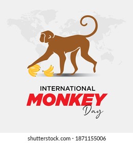 International Monkey Day. December 14. Template for background, banner, card, poster with text inscription. vector illustration.