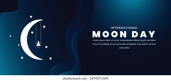 International Moon day. 20th July Moon day celebration banner vector illustration