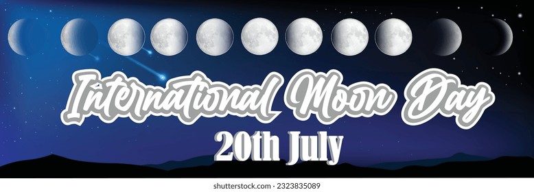 International Moon Day background, banner, poster and card vector design  celebrated in 20 july.