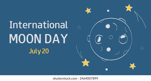 International Moon Day background. Template for banner, card, poster. July 20. Vector illustration.
