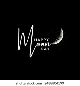 International Moon day. Moon day celebration flat vector illustration on black background