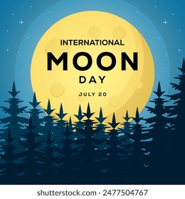 International Moon Day illustration with the full moon behind the tree