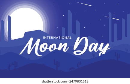 international moon day vector flat design illustration