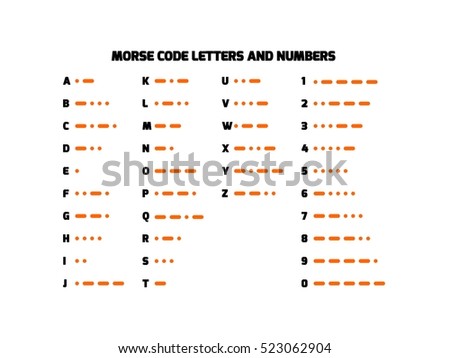 International Morse Code Alphabet. Set of encoded letters and numbers to dots and dashes. Used in radio or light communication. Vector illustration