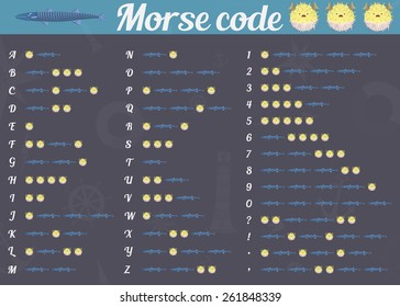 International Morse code from the fish. Vector illustration.