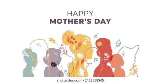 International mother day banner with modern design, isolated on white background.