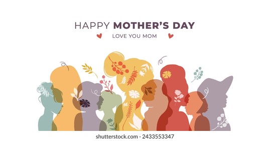 International mother day banner with modern design, isolated on white background.