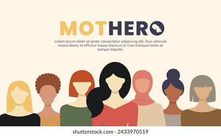 International mother day banner with modern design, isolated on white background.