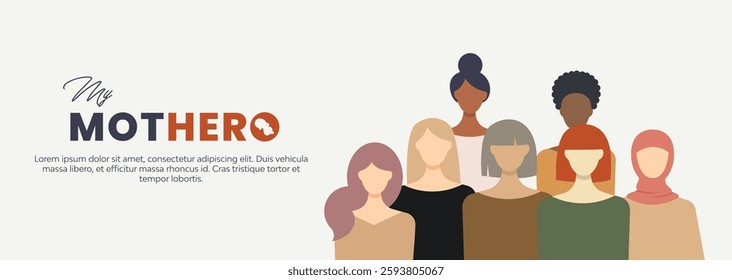 International mother day banner with modern design, isolated on white background.	