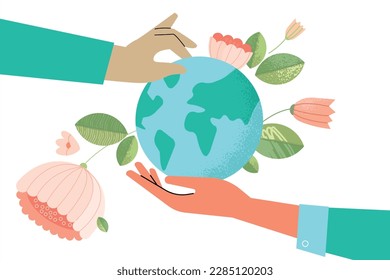 International Mother Earth Day. Ecology, environmental problems and environmental protection. Vector illustration for graphic and web design, business presentation, marketing and print material.