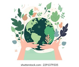 Día Internacional de la Madre Tierra. Ecología, problemas ambientales y protección ambiental. Ilustración vectorial para diseño gráfico y web, negocio