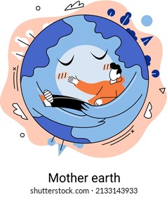 International Mother Earth Day. Environmental problems and ecological protection. Universal symbolic holiday of love and care for our common home. Relationship between planet its ecosystems and humans