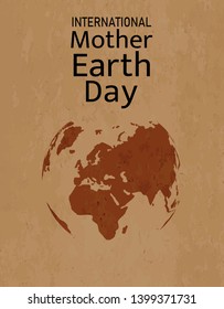 International mother Earth Day illustration world map on cardboard. Vector