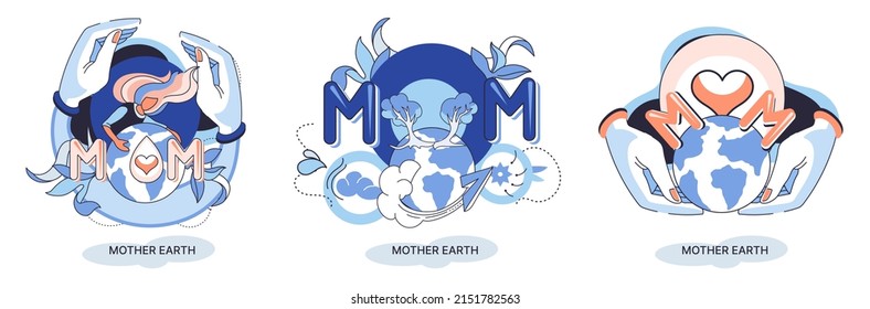 International Mother Earth Day metaphor. Environmental problems and ecological protection. Universal symbolic holiday of love, care common home. Relationship between planet its ecosystems and humans