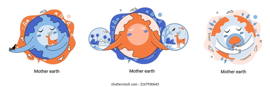 International Mother Earth Day metaphor. Environmental problems and ecological protection. Universal symbolic holiday of love, care common home. Relationship between planet its ecosystems and humans