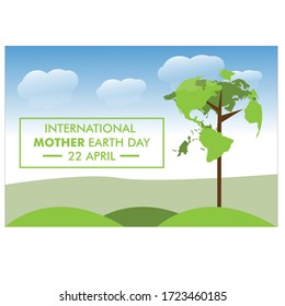 International Mother Earth Day vector illustration. Stop polluting the earth symbol. Ecological design element. Green world banner background.