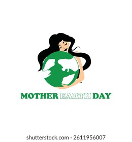 International Mother Earth Day, vector illustration of Woman Hugging Earth, World environment illustration design