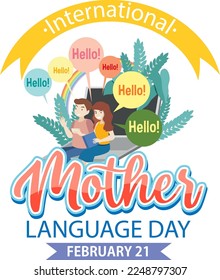 International mother language day banner illustration