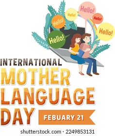 International mother language day banner design illustration