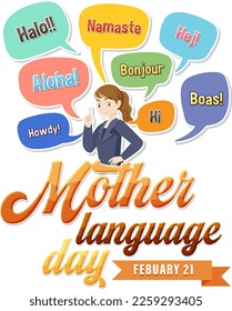 International mother language day banner design illustration