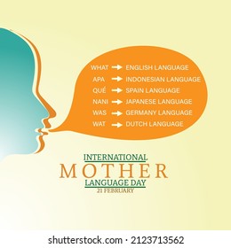 international mother language day concept. theme 2022 Using technology for multilingual learning: Challenges and opportunities. illustration vector