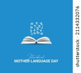 International mother language day creative book and letters design for poster, banner vector illustration . 3D 