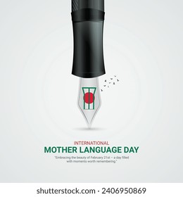 Anuncios creativos del Día Internacional de la Lengua Materna. 21 de febrero Día de la Lengua Materna en Bangladesh. afiche, ilustración vectorial de banner. 3.ª