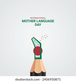 Anuncios creativos del Día Internacional de la Lengua Materna. 21 de febrero Día de la Lengua Materna en Bangladesh. afiche, ilustración vectorial de banner. 3.ª