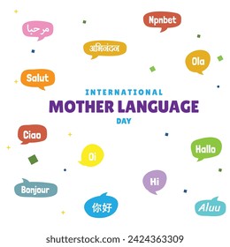 International mother language day,  different country languages wishes vector illustration february 21