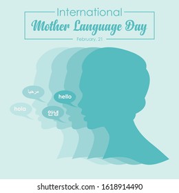 International Mother Language Day, February 21 - Silhouette Vector