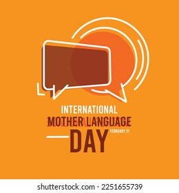 International Mother Language Day. February 21. Chat line icon. Abstract chat design vector. Yellow background. Flat design vector. Poster, banner, card, background. Eps 10.