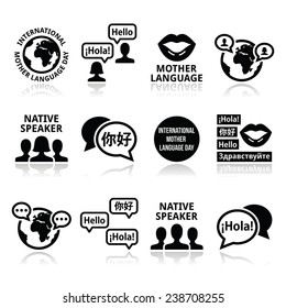 International Mother Language Day icons set 
