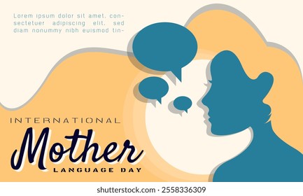 International Mother Language Day Template. A long haired woman speaks