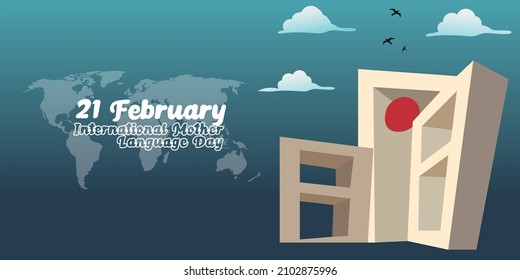 International Mother Language Day vector design concept. 21 February is observed worldwide as the mother language day. The design reflects the Shaheed Minar, the national martyr's monument of Bangladesh.