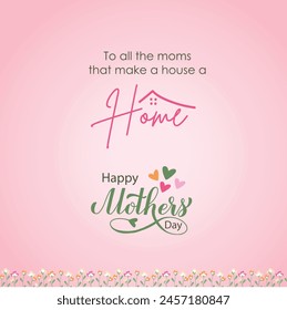 International Mothers Day wishes Real Estate, Home, House Concept. Social Media Design Post Vector Template