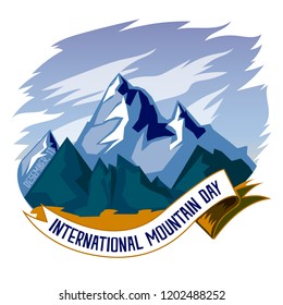 International Mountain Day, 11 December. Mountain ranges conceptual illustration vector.