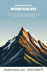 Fondo del Día Internacional de las Montañas. Ilustración vectorial.