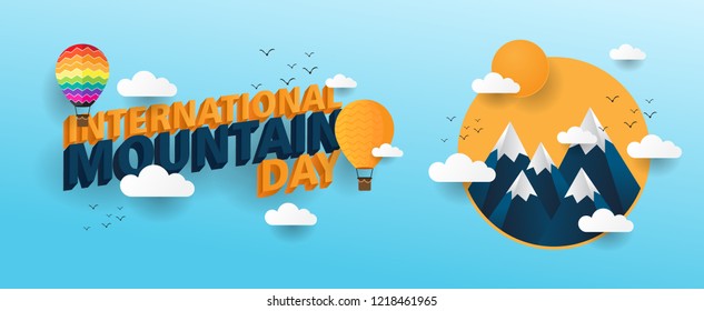 international mountain day creative banner with blue color