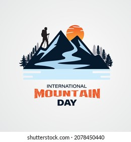 Internationaler Bergtag. Bergkreatives Konzept. Geeignet für Grußkarten, Poster und Banner. Vektorgrafik.