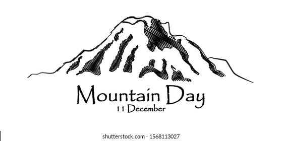 international mountain day, December 11, extreme mountains rock landscape silhouette a nature outdoor vector hand drawn