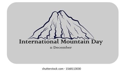 International mountain day, December 11, extreme mountains rock landscape a nature outdoor vector hand drawn