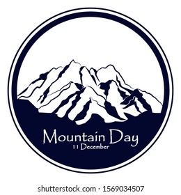 International mountain day, December 11,extreme mountains rock landscape outdoor vector in circle with hand drawn