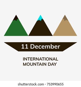 International Mountain Day. Greeting card for December 11. Flat vector illustration
