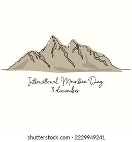 International Mountain day observed on 11 December every year. Continuous line art vector of mountains. Conserve nature and manage climate change concept. celebrate mother nature.